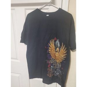 Genuine Mens T-Shirt L Black Gold Red Graphic Eagle Resurgent Soul Rebirth XL